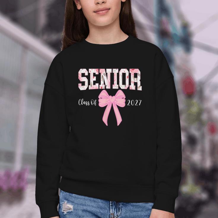 Senior 2027 Floral Pink Bow Back To School Class Of 2027 Youth Crewneck Sweatshirt Senior 2027 Floral Pink Bow Back To School Class Of 2027 Youth Crewneck Sweatshirt