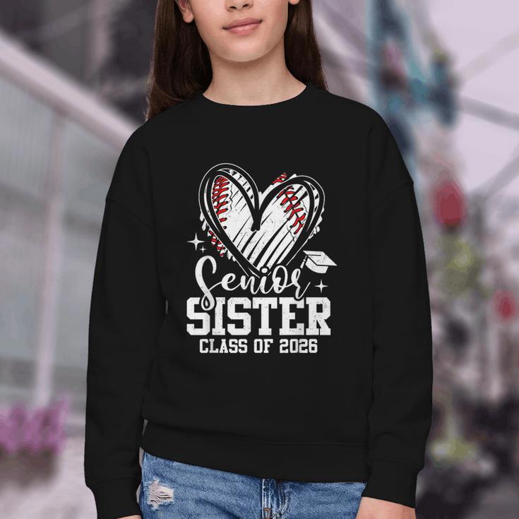 Senior Sister Class Of 2026 Baseball Graduation Heart Youth Crewneck Sweatshirt Senior Sister Class Of 2026 Baseball Graduation Heart Youth Crewneck Sweatshirt