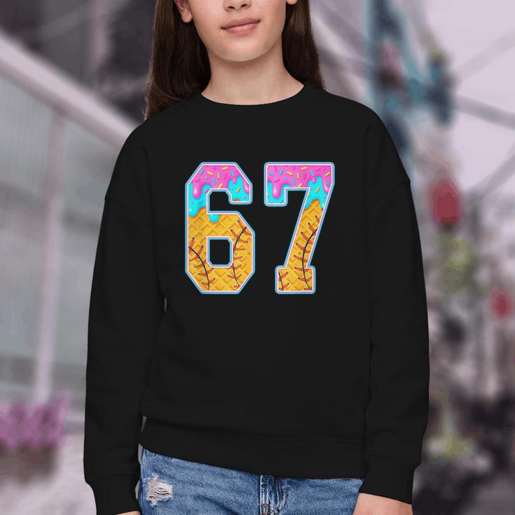 Six Seven Baseball Drip Youth Crewneck Sweatshirt
