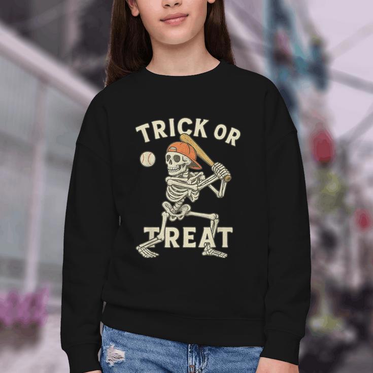Skeleton Baseball Halloween Costume Men Boys Kids Tee Youth Crewneck Sweatshirt