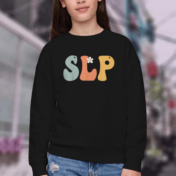 SLP Groovy Women Appreciation Day Hello Back To School Youth Crewneck Sweatshirt SLP Groovy Women Appreciation Day Hello Back To School Youth Crewneck Sweatshirt