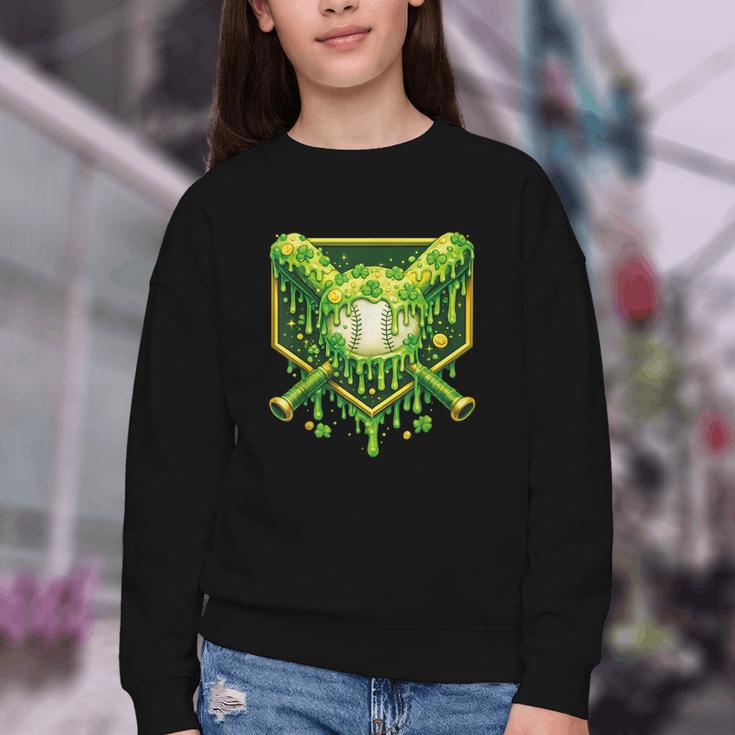 St Patrick's Day Baseball Boys Ice Cream Drip Youth Kids Youth Crewneck Sweatshirt St Patrick's Day Baseball Boys Ice Cream Drip Youth Kids Youth Crewneck Sweatshirt