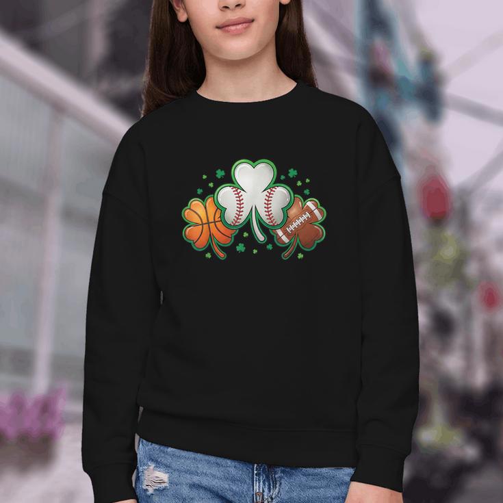 St Patricks Day Shamrock Sports Baseball Basketball Football Youth Crewneck Sweatshirt St Patricks Day Shamrock Sports Baseball Basketball Football Youth Crewneck Sweatshirt