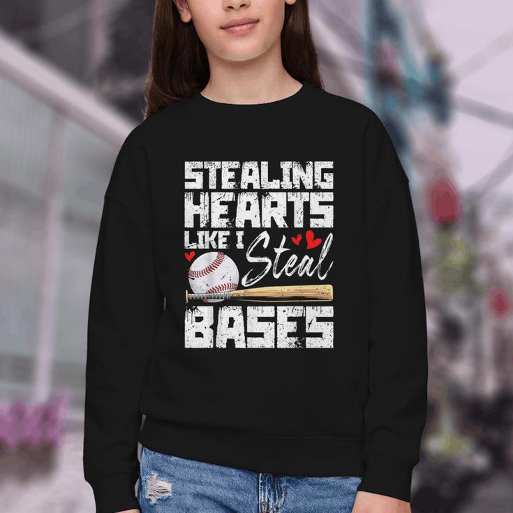 Stealing Hearts Like I Steal Bases Baseball Valentines Youth Crewneck Sweatshirt Stealing Hearts Like I Steal Bases Baseball Valentines Youth Crewneck Sweatshirt