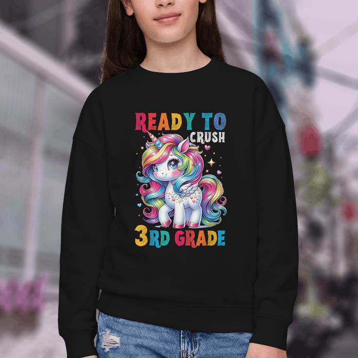 Student Unicorn Ready Back To School Crush 3rd Grade Girls Youth Crewneck Sweatshirt Student Unicorn Ready Back To School Crush 3rd Grade Girls Youth Crewneck Sweatshirt