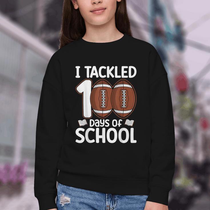 I Tackled 100 Days Of School Baseball Player Kids Teacher Youth Crewneck Sweatshirt