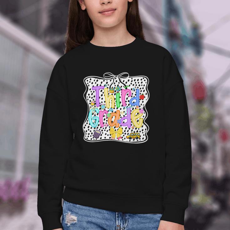 Third Grade Dalmatian Dots 3rd Grade Back To School Girls Youth Crewneck Sweatshirt Third Grade Dalmatian Dots 3rd Grade Back To School Girls Youth Crewneck Sweatshirt