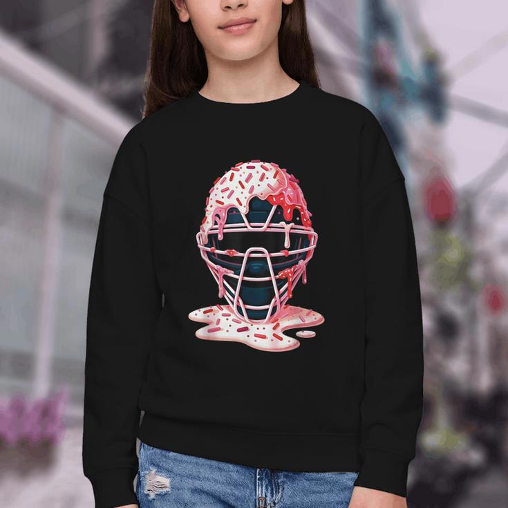 Valentine Baseball Catcher Mask Ice Cream Drip Tee For Boys Youth Crewneck Sweatshirt