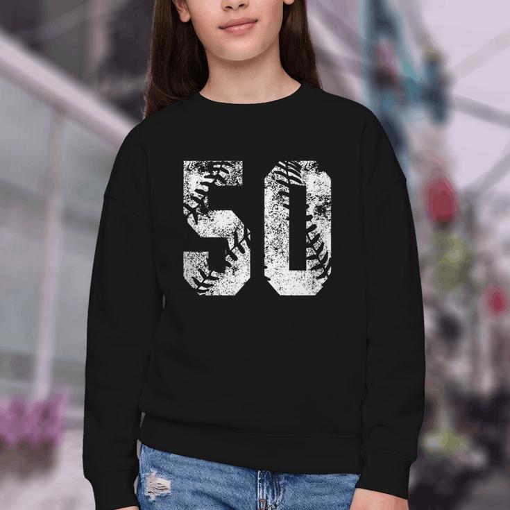 Vintage Baseball Number 50 Jersey Player Uniform Youth Crewneck Sweatshirt Vintage Baseball Number 50 Jersey Player Uniform Youth Crewneck Sweatshirt