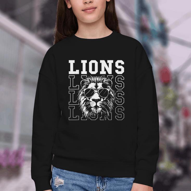 Vintage Lions School Spirit Fan Team Back To School Youth Crewneck Sweatshirt Vintage Lions School Spirit Fan Team Back To School Youth Crewneck Sweatshirt