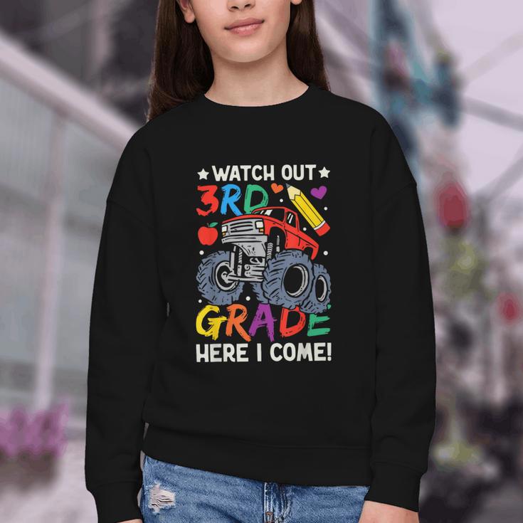 Watch Out 3rd Grade Here I Come Monster Truck Back To School Youth Crewneck Sweatshirt Watch Out 3rd Grade Here I Come Monster Truck Back To School Youth Crewneck Sweatshirt
