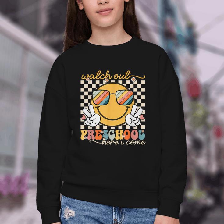 Watch Out Preschool Grade Here I Come Back To School Youth Crewneck Sweatshirt