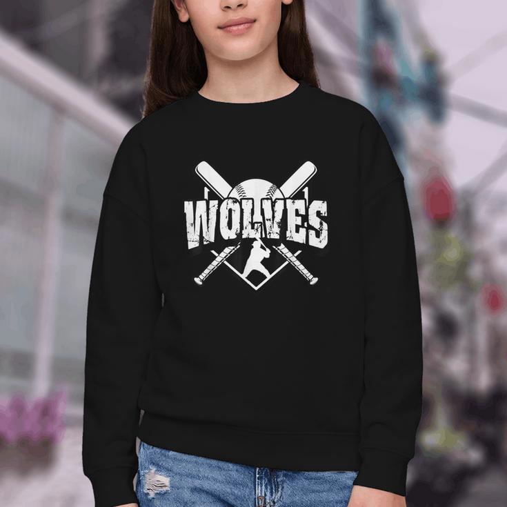 Wolves Baseball Back To School Spirit Youth Crewneck Sweatshirt Wolves Baseball Back To School Spirit Youth Crewneck Sweatshirt