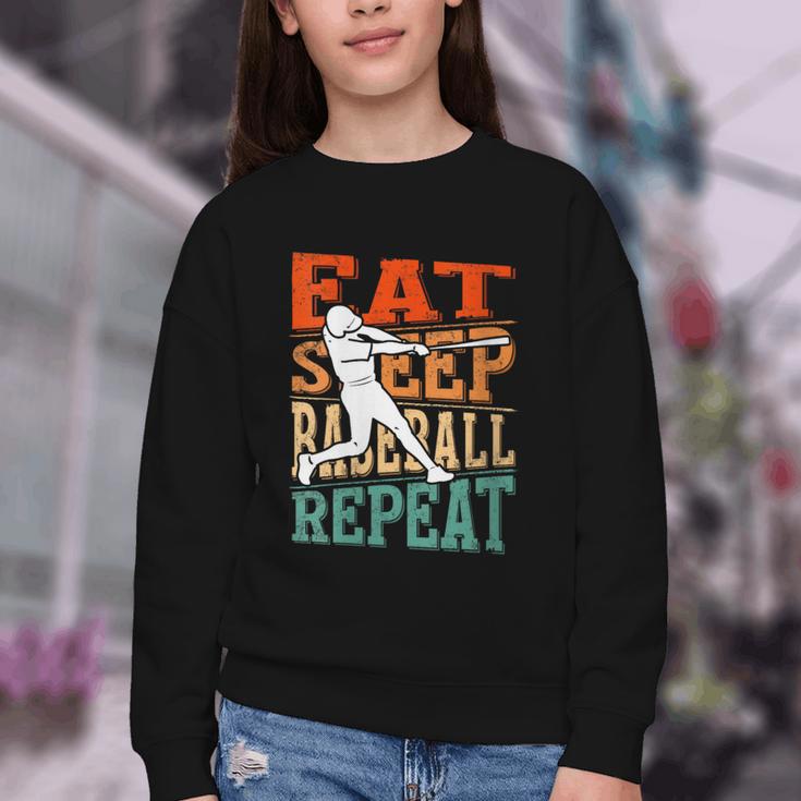 Women's Eat Sleep Baseball Repeat Vintage Player Sport Lover Retro Youth Crewneck Sweatshirt Women's Eat Sleep Baseball Repeat Vintage Player Sport Lover Retro Youth Crewneck Sweatshirt