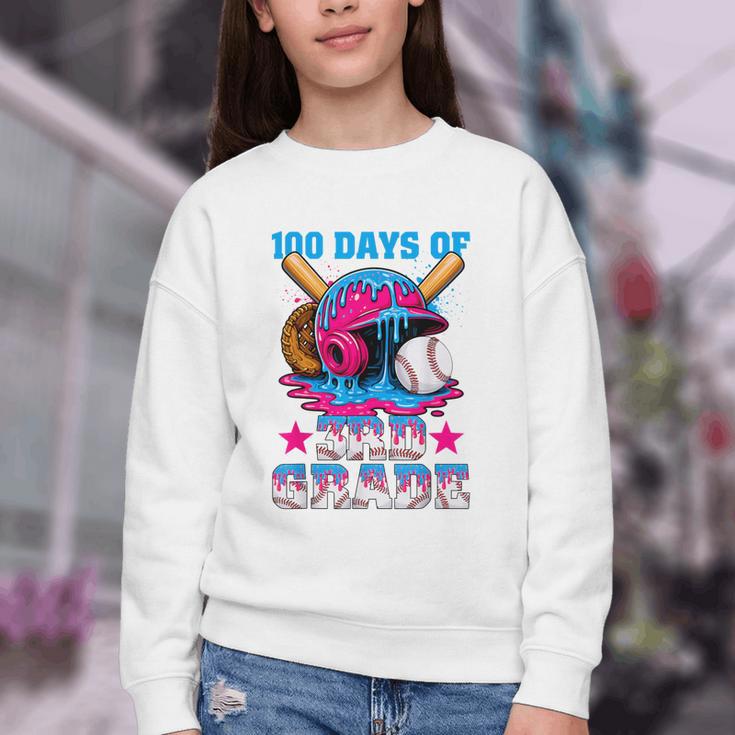 100 Days Of 3rd Grade Baseball 100th Day Of School Boys Kids Youth Crewneck Sweatshirt