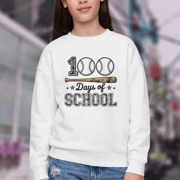 100 Days Of School Baseball Camo Boys School Teacher Youth Crewneck Sweatshirt 100 Days Of School Baseball Camo Boys School Teacher Youth Crewneck Sweatshirt