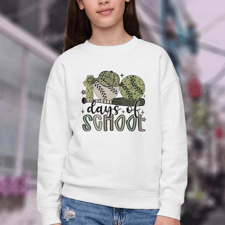 100 Days Of School Baseball Camo Cap Kids Boys 100th Day Youth Crewneck Sweatshirt 100 Days Of School Baseball Camo Cap Kids Boys 100th Day Youth Crewneck Sweatshirt