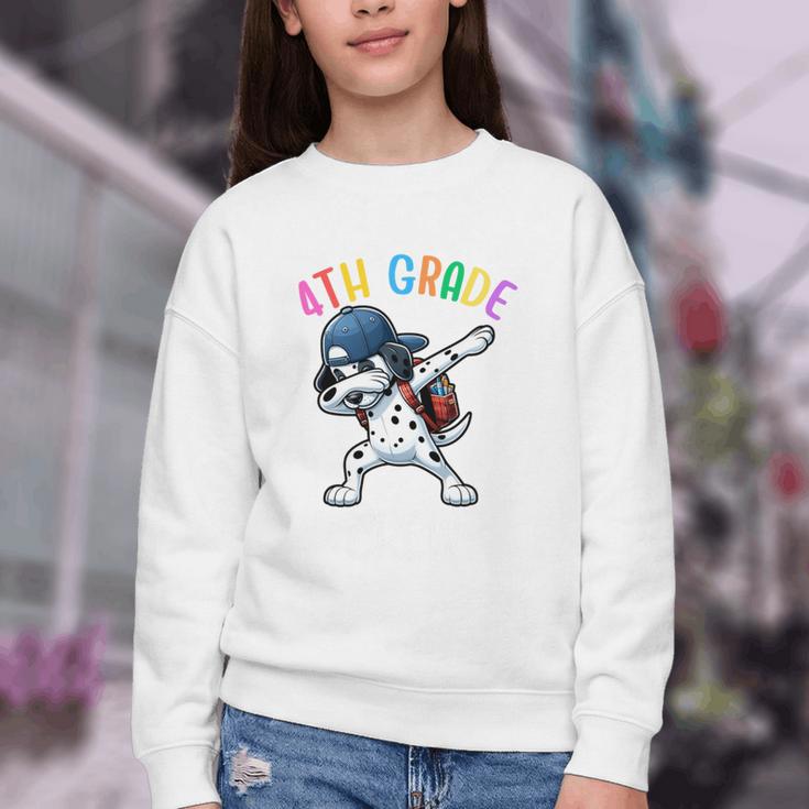 4th Grade Crew Dalmatian Dog Dabbing Back To School Premium Tri-Blend Youth Crewneck Sweatshirt