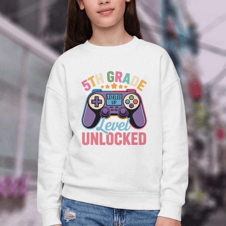 5th Grade Level Unlocked Shirt – Gamer Back To School Performance Youth Crewneck Sweatshirt
