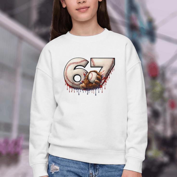 6 7 Six Seven American Baseball Graphic Youth Crewneck Sweatshirt