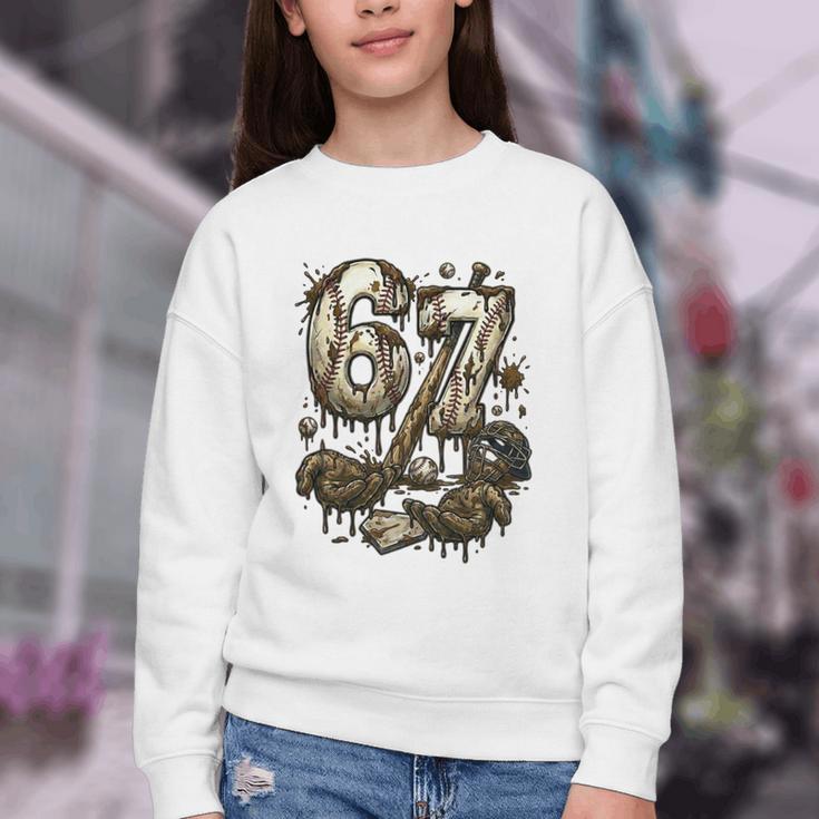 67 Baseball Six Seven Baseball 6 7 Kids Boys Girls Youth Crewneck Sweatshirt