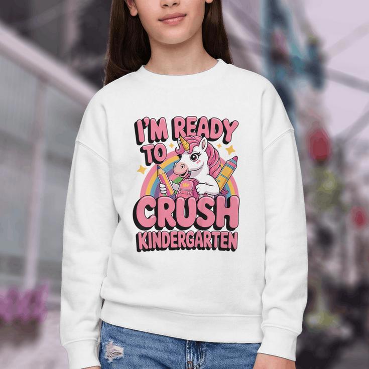 Back To School I'm Ready To Crush Kindergarten Unicorn Youth Crewneck Sweatshirt Back To School I'm Ready To Crush Kindergarten Unicorn Youth Crewneck Sweatshirt