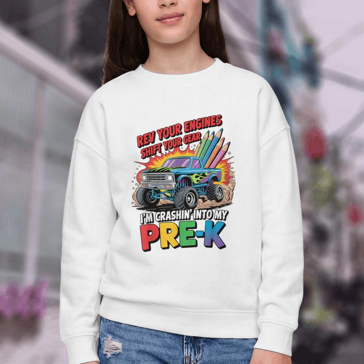 Back To School Pre-K Preschool Monster Truck First Day Boys Youth Crewneck Sweatshirt Back To School Pre-K Preschool Monster Truck First Day Boys Youth Crewneck Sweatshirt