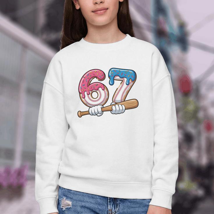 Baseball 67 Kids Ice Cream Drip Six Seven Youth Boys Youth Crewneck Sweatshirt