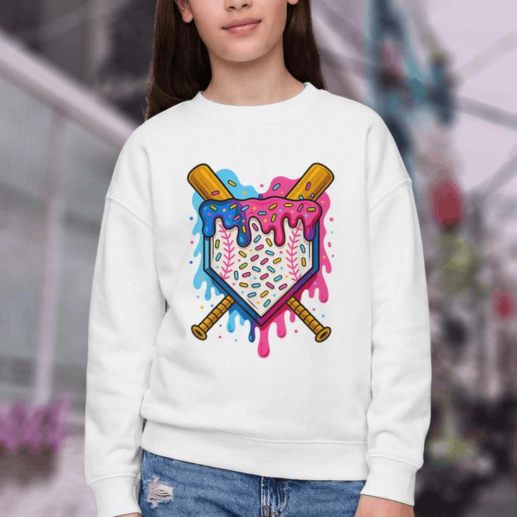 Baseball Boys Ice Cream Drip Baseball Youth Crewneck Sweatshirt Baseball Boys Ice Cream Drip Baseball Youth Crewneck Sweatshirt