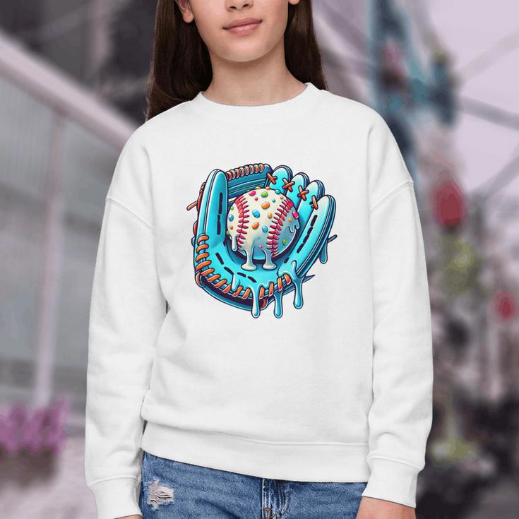 Baseball Drip Ice Cream Sprinkles Baseball Player Premium Tri-Blend Youth Crewneck Sweatshirt