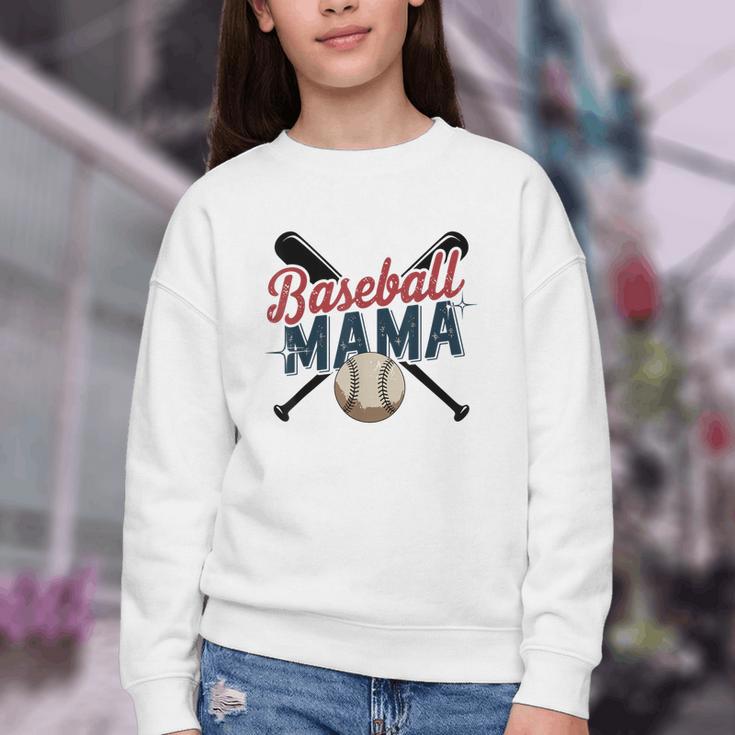 Baseball Mama Squad Proud Sports Mom Game Day Youth Crewneck Sweatshirt