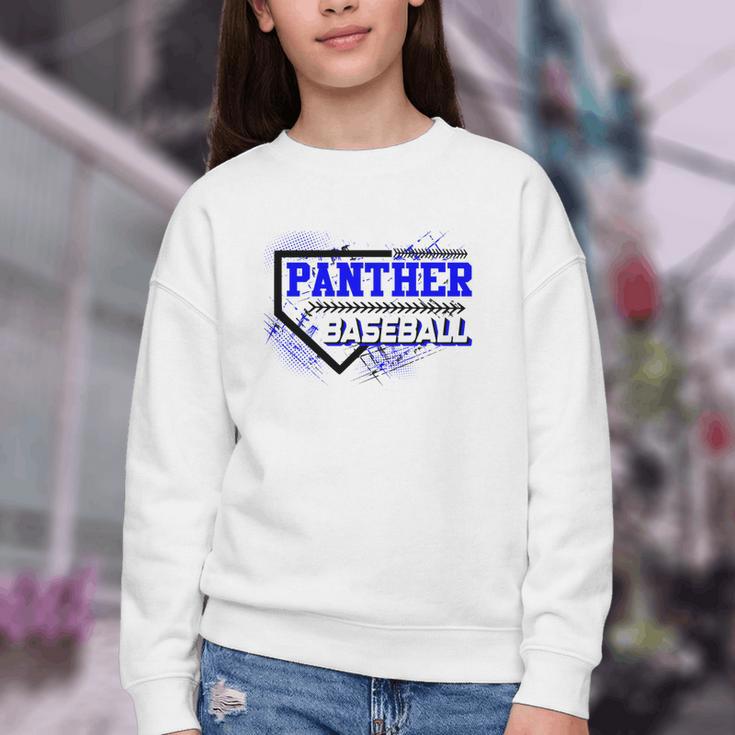 Blue Panther Baseball Home Plate Game Day Mascot Panther Youth Crewneck Sweatshirt Blue Panther Baseball Home Plate Game Day Mascot Panther Youth Crewneck Sweatshirt