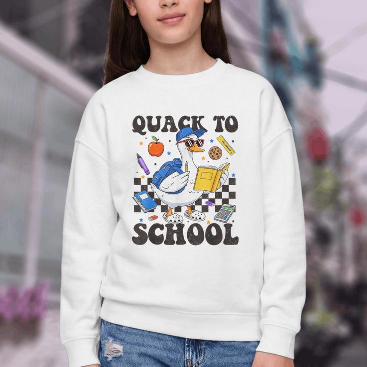 Boys Kid Back To School Goose Quackers Quack To School Youth Crewneck Sweatshirt Boys Kid Back To School Goose Quackers Quack To School Youth Crewneck Sweatshirt
