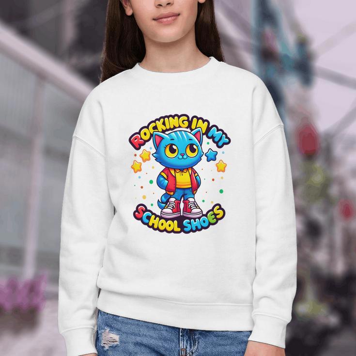 Cat Rocking In My School Shoes Fun Back To School Kids Boys Performance Youth Crewneck Sweatshirt Cat Rocking In My School Shoes Fun Back To School Kids Boys Performance Youth Crewneck Sweatshirt