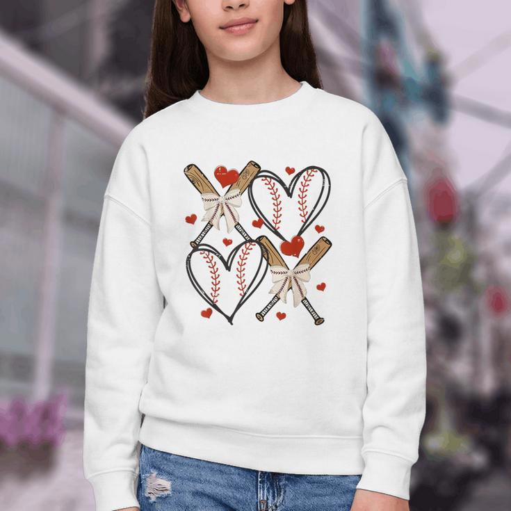 Coquette Bow XOXO Baseball Lover Heart Valentine Game Day Youth Crewneck Sweatshirt Coquette Bow XOXO Baseball Lover Heart Valentine Game Day Youth Crewneck Sweatshirt