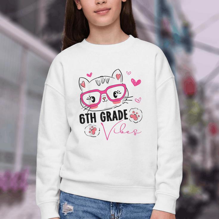 Cute 6th Grade Vibes Cat Kitten Lover Back To School Girls Youth Crewneck Sweatshirt Cute 6th Grade Vibes Cat Kitten Lover Back To School Girls Youth Crewneck Sweatshirt