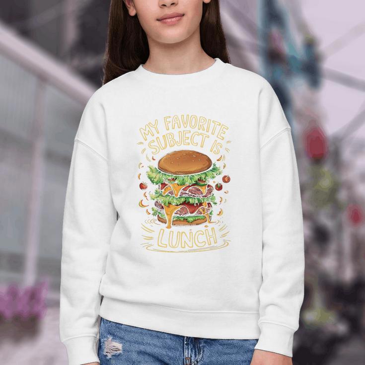 My Favorite Subject Is Lunch Hamburger Back To School Premium Tri-Blend Youth Crewneck Sweatshirt My Favorite Subject Is Lunch Hamburger Back To School Premium Tri-Blend Youth Crewneck Sweatshirt