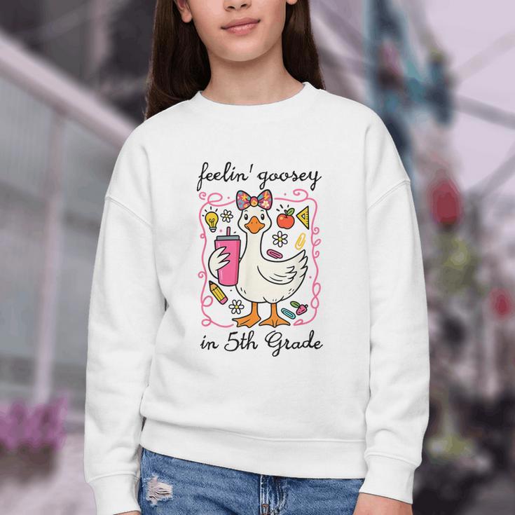 Feeling Goosey In 5th Grade Silly Goose Back To School Youth Crewneck Sweatshirt