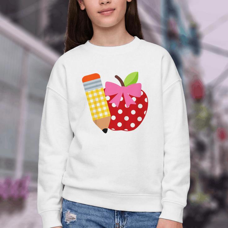 Girls Back To School Apple Toddler First Day Of Preschool Youth Crewneck Sweatshirt Girls Back To School Apple Toddler First Day Of Preschool Youth Crewneck Sweatshirt