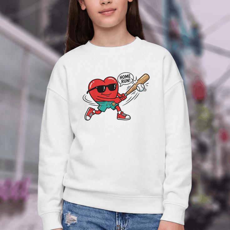 Heart Valentines Day Baseball Men Boys Kids Teens Youth Crewneck Sweatshirt Heart Valentines Day Baseball Men Boys Kids Teens Youth Crewneck Sweatshirt