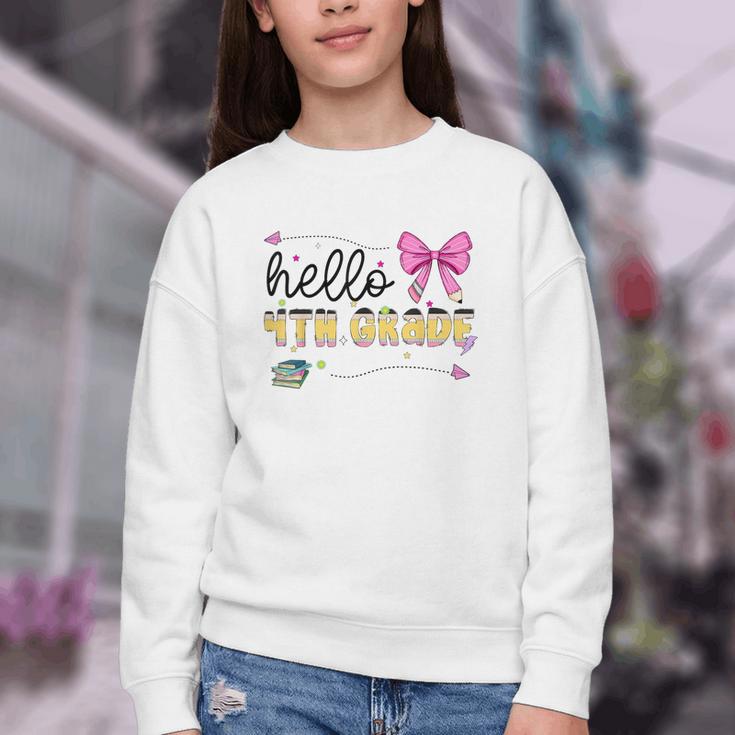 Hello 4th Grade Girls Coquette Fourth Grade Back To School Youth Crewneck Sweatshirt Hello 4th Grade Girls Coquette Fourth Grade Back To School Youth Crewneck Sweatshirt