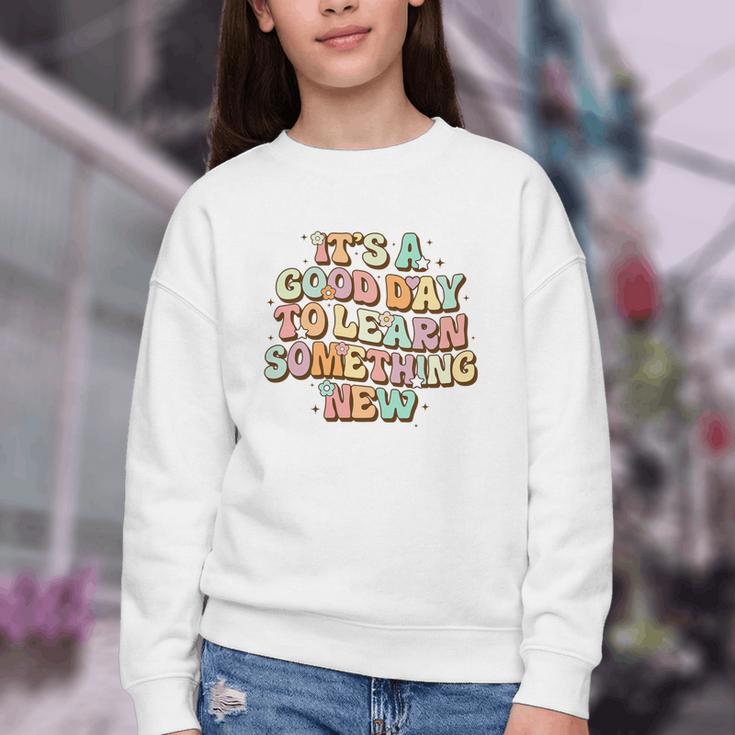 It's A Good Day To Learn Something New Retro Back To School Premium Tri-Blend Youth Crewneck Sweatshirt It's A Good Day To Learn Something New Retro Back To School Premium Tri-Blend Youth Crewneck Sweatshirt