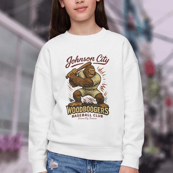Johnson City Woodboogers Retro Baseball Club Youth Crewneck Sweatshirt Johnson City Woodboogers Retro Baseball Club Youth Crewneck Sweatshirt