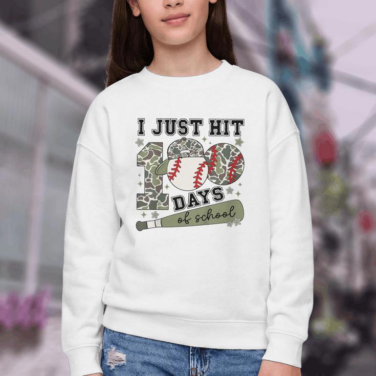 Kids I Just Hit 100 Days Boys 100 Days Of School Baseball Kids Youth Crewneck Sweatshirt Kids I Just Hit 100 Days Boys 100 Days Of School Baseball Kids Youth Crewneck Sweatshirt