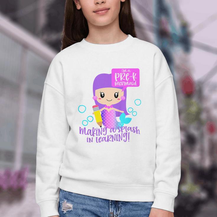 Kids Pre K Mermaid Back To School Toddler Girl First Day Of Prek Youth Crewneck Sweatshirt