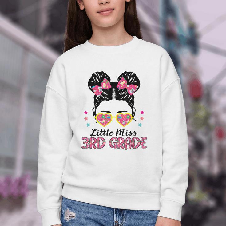 Little Miss 3rd Grade Messy Bun Back To School Youth Crewneck Sweatshirt Little Miss 3rd Grade Messy Bun Back To School Youth Crewneck Sweatshirt