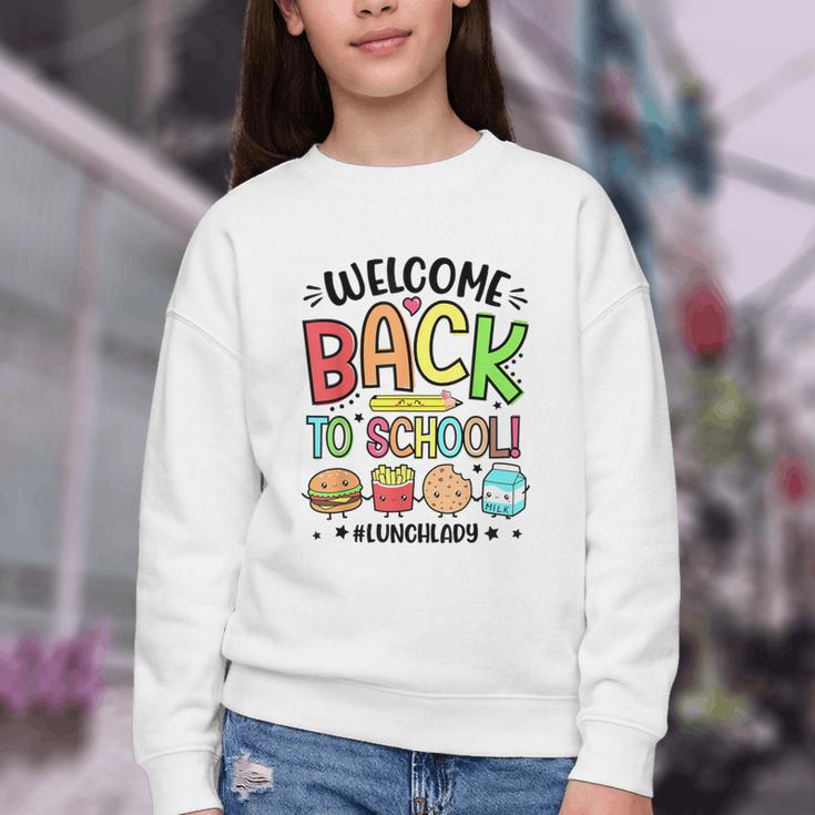 Lunch Lady Welcome Back To School 1st Day Of School Youth Crewneck Sweatshirt Lunch Lady Welcome Back To School 1st Day Of School Youth Crewneck Sweatshirt