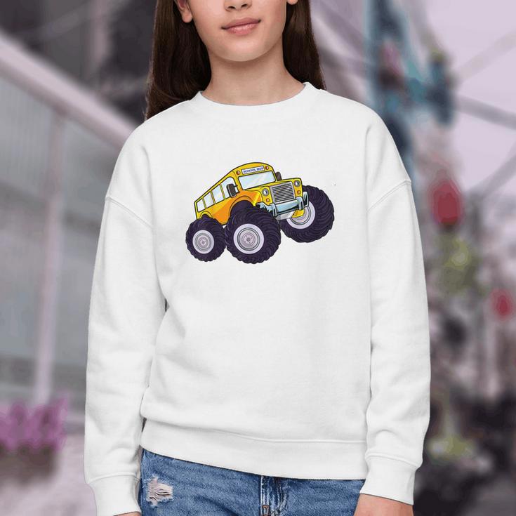 Monster Truck School Bus Yellow Back To School Kids Toddler Youth Crewneck Sweatshirt Monster Truck School Bus Yellow Back To School Kids Toddler Youth Crewneck Sweatshirt