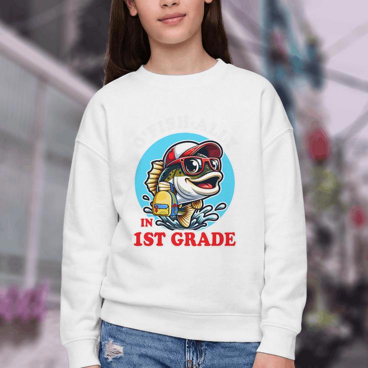 O’Fish-Ally a 1st Grade Mom Back To School Premium Tri-Blend Youth Crewneck Sweatshirt
