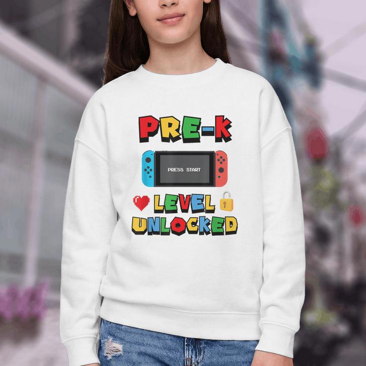 Pre-K Level Unlocked Back To School Video Game Youth Crewneck Sweatshirt